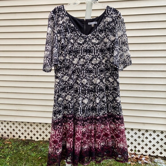 Danny & Nicole Dresses & Skirts - Danny and Nicole Lace Ombre Short Sleeve Fit & Flare Dress Women's Size 20W